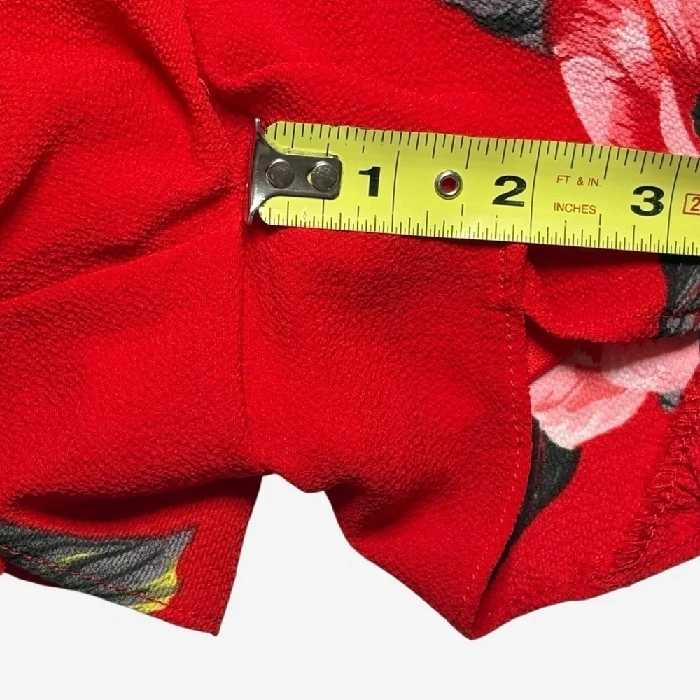 Umgee Floral Surplice Ruffle Romper Size S Red Built-In Shorts